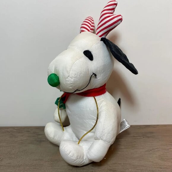 Snoopy Nylon Plush Toy Stuffed Animal Christmas Antlers Puffy - Picture 2 of 7